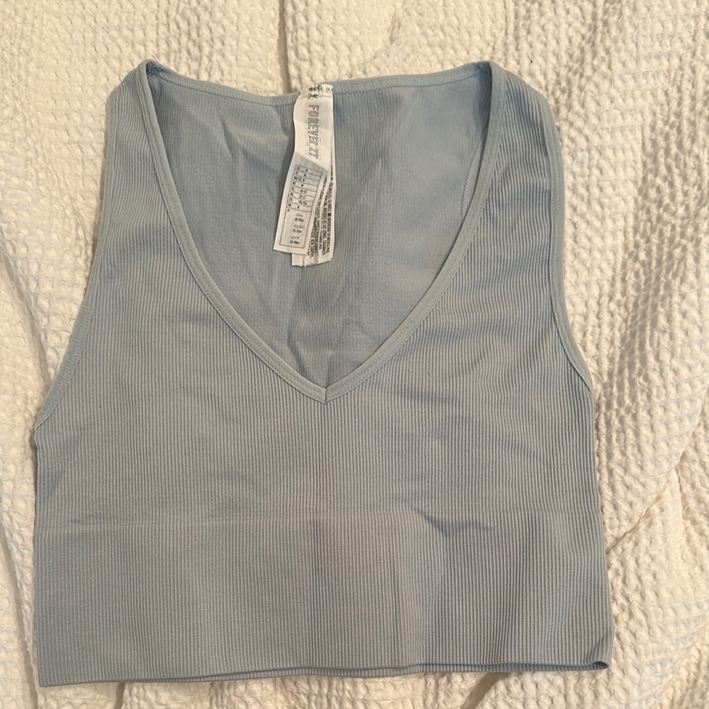 Forever 21 Light Blue Ribbed Tank Top